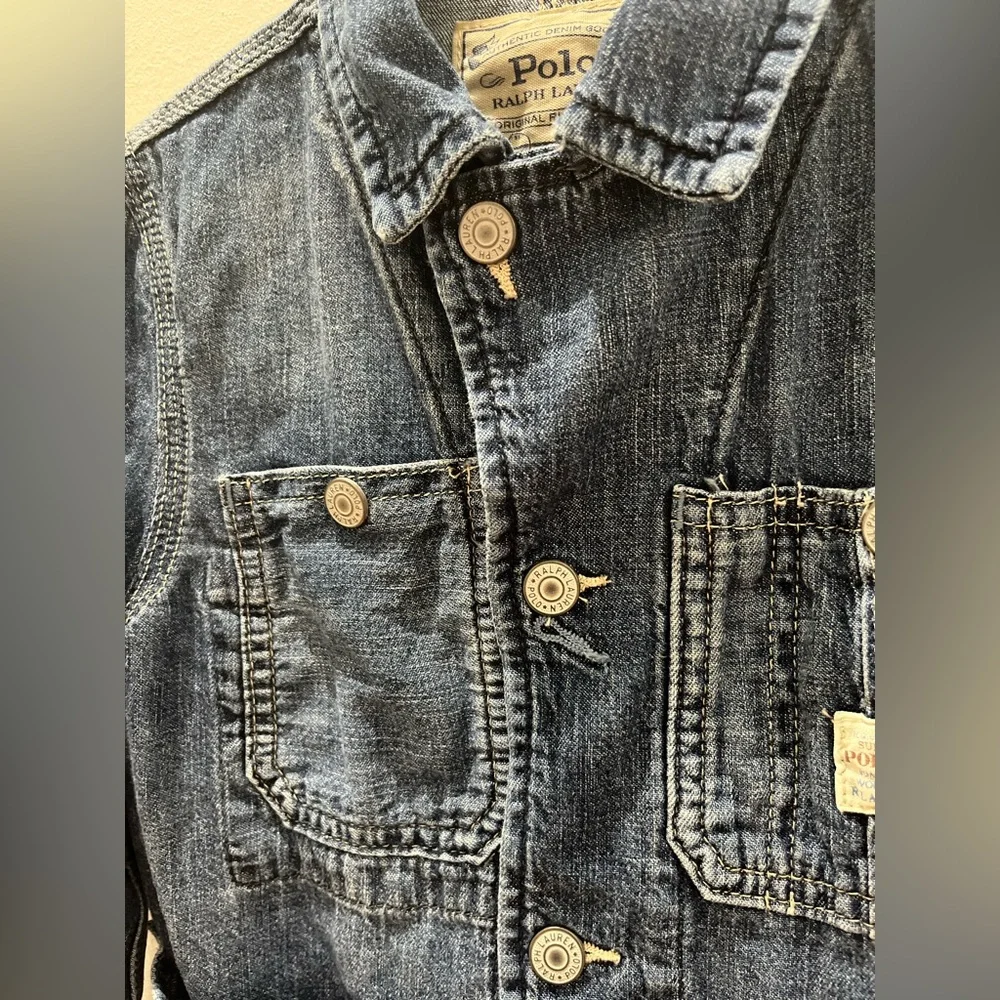 Polo by Ralph Lauren Denim Trucker Jacket Washed Cotton Boys Size 4T - Picture 3 of 8